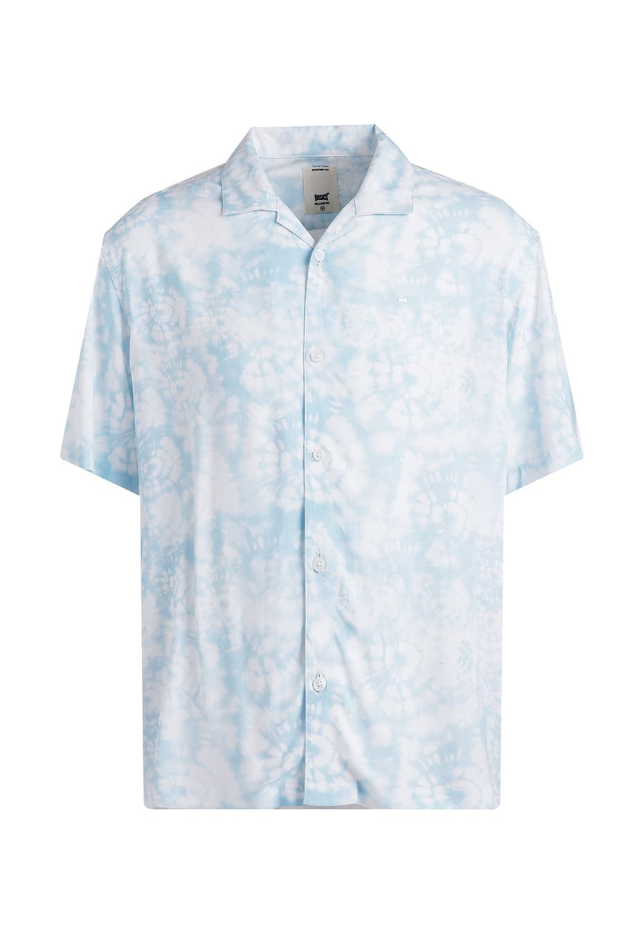 BASICS RELAXED FIT BLUE FOG VISCOSE DIGITAL PRINTED HALFSLEEVES SHIRT