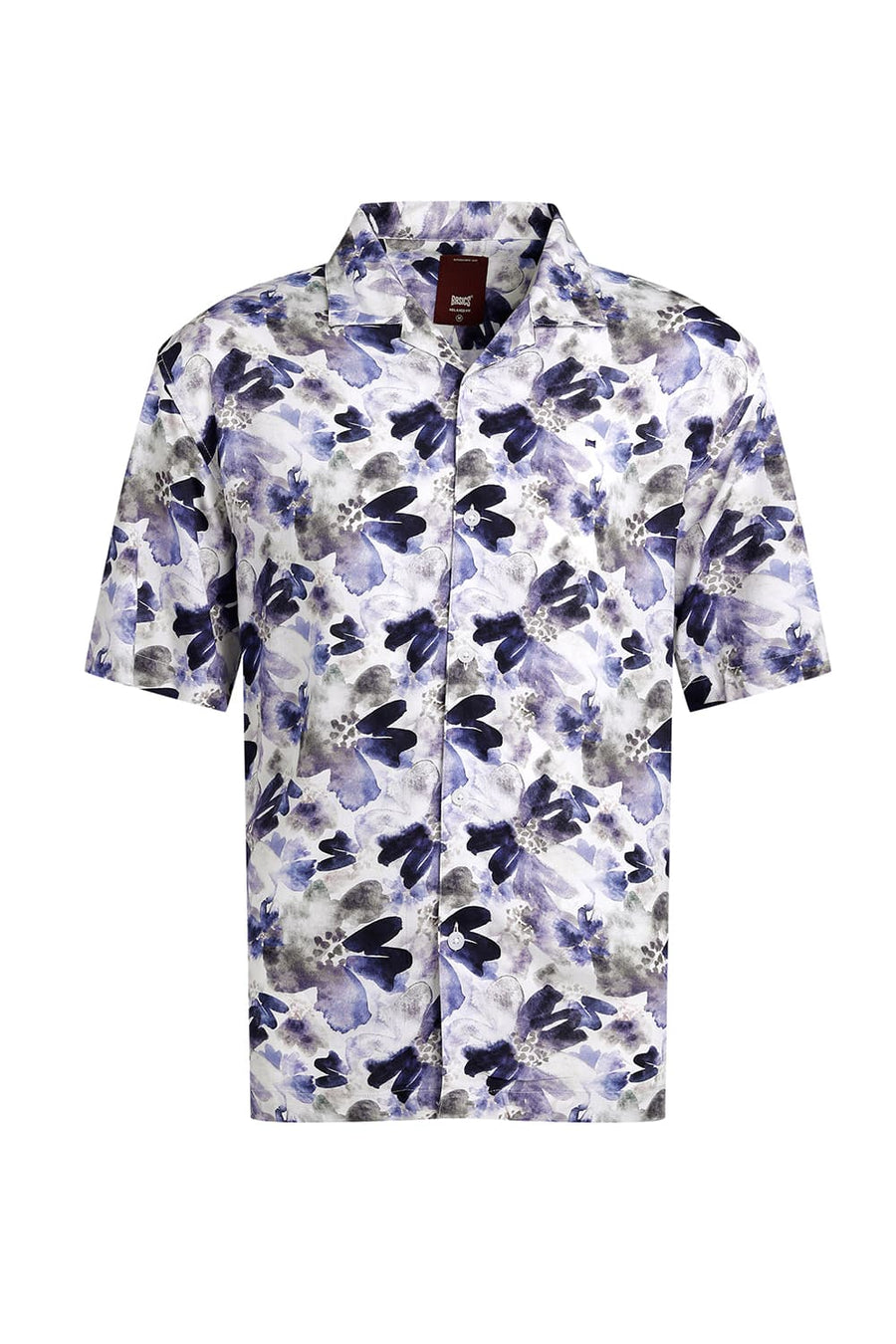 BASICS RELAXED FIT PLUM PURPLE VISCOSE DIGITAL PRINTED HALFSLEEVES SHIRT