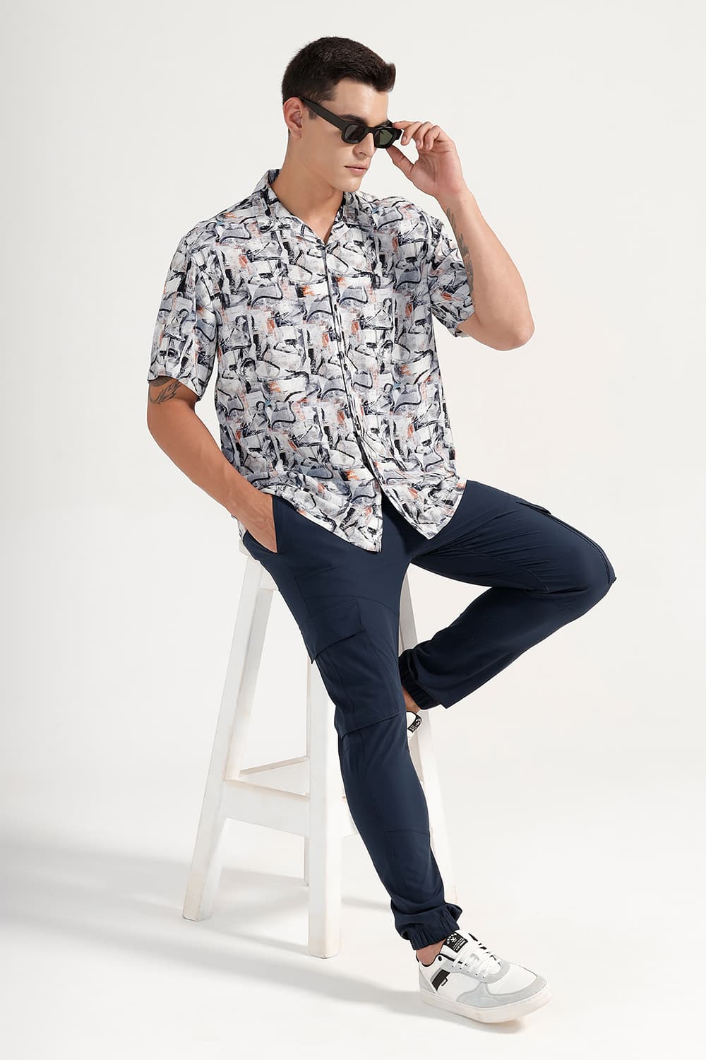 RELAXED FIT VISCOSE DIGITAL PRINTED HALFSLEEVES SHIRT
