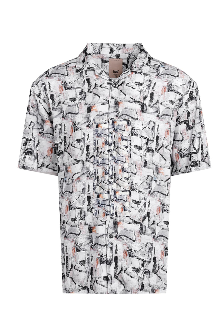 BASICS RELAXED FIT MAPLE GREY VISCOSE DIGITAL PRINTED HALFSLEEVES SHIRT