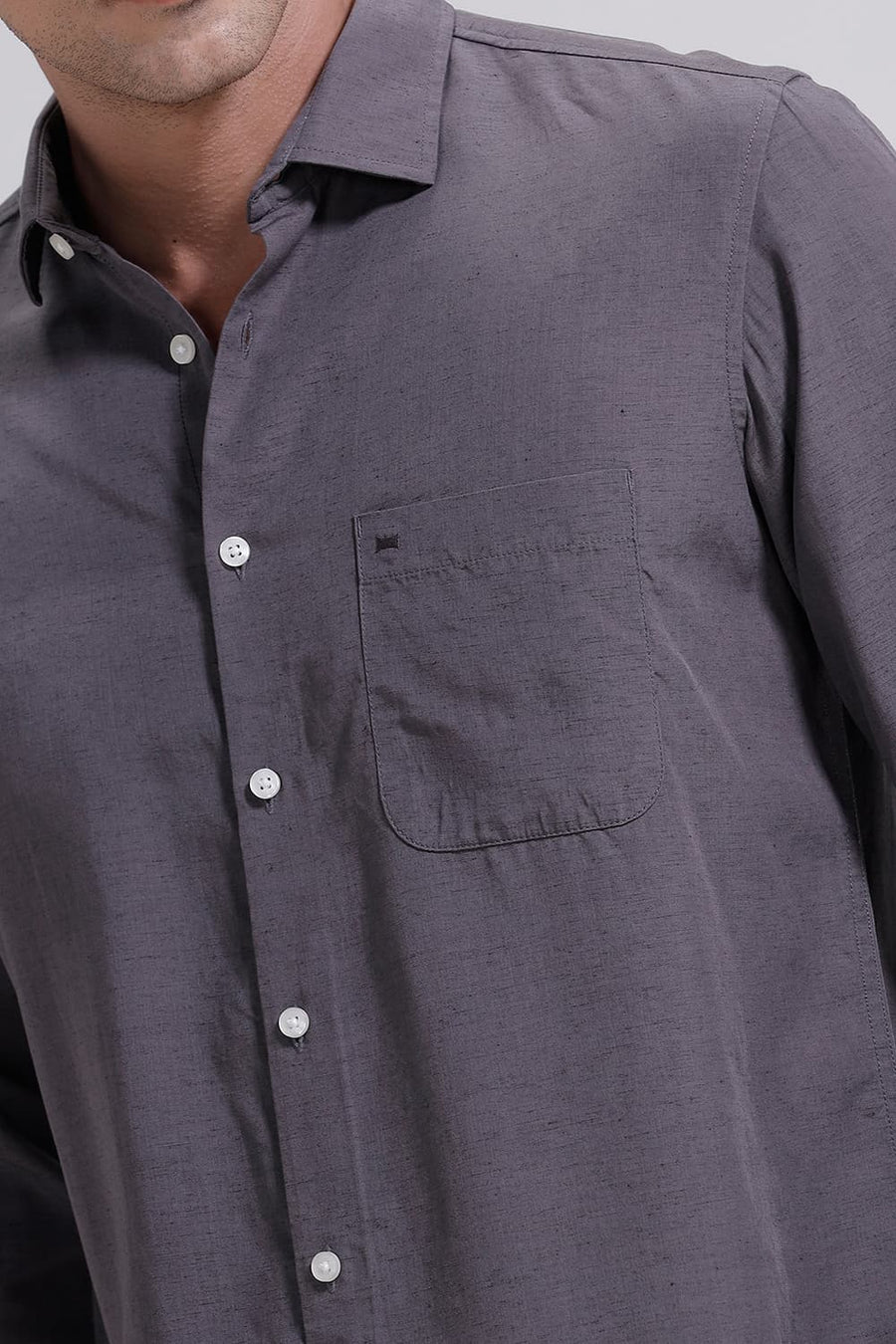 BASICS SLIM FIT BOULEVARD GREY LYOCELL LINEN SHIRT
