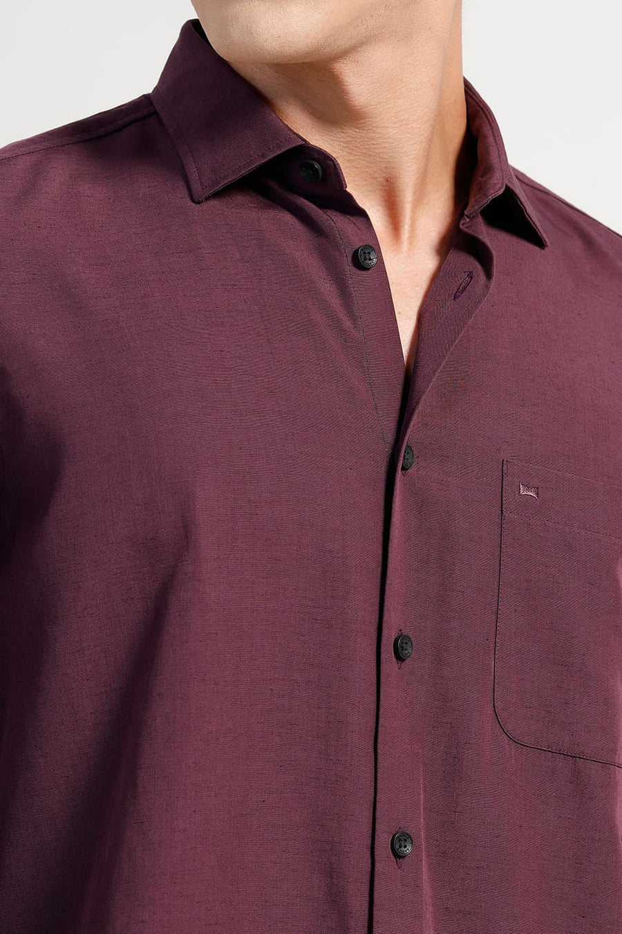 BASICS SLIM FIT FIG WINE LYOCELL LINEN SHIRT