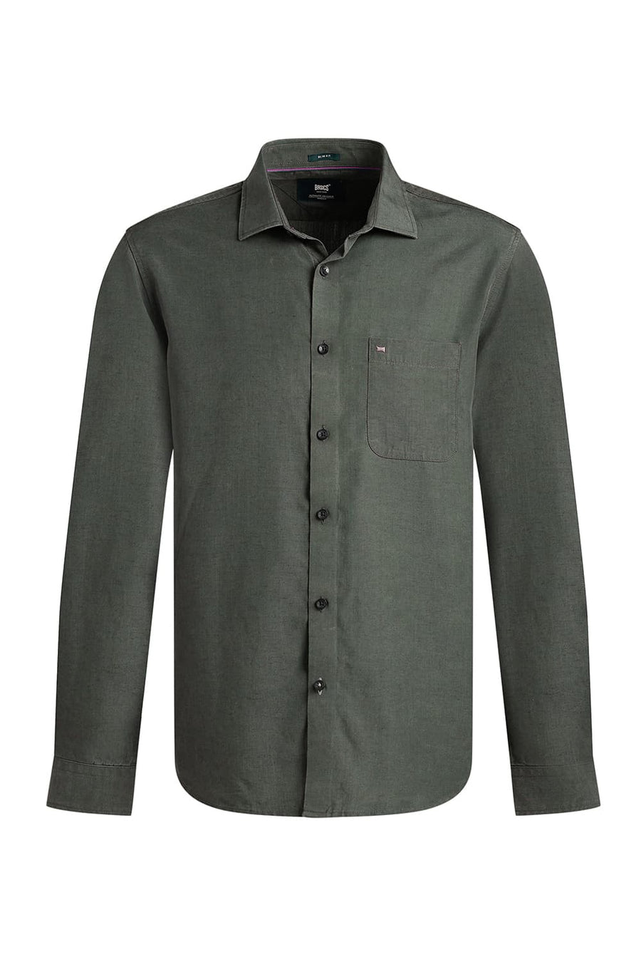 BASICS SLIM FIT GREEN IVY LYOCELL LINEN SHIRT