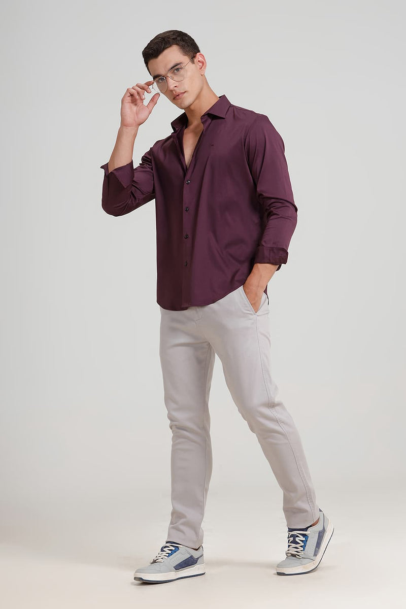 SLIM FIT POLYESTER STRETCH TWILL SHIRT