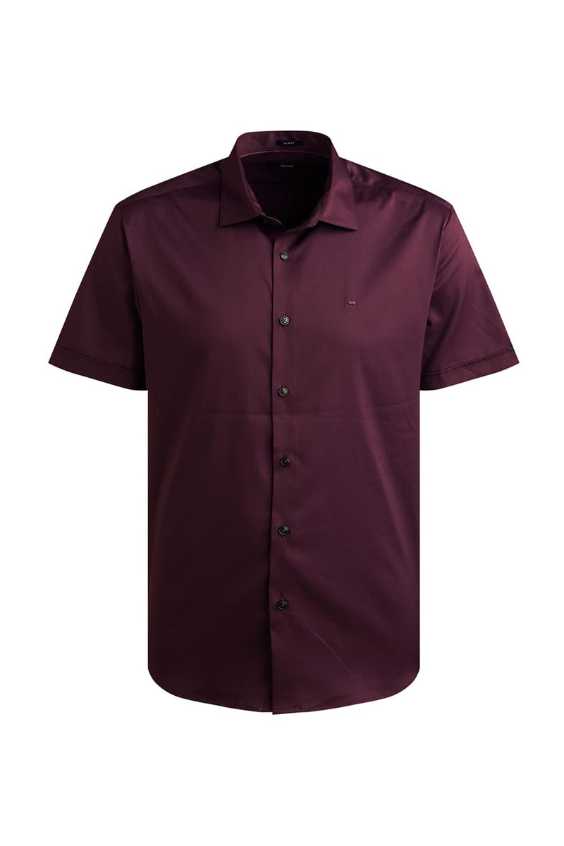 SLIM FIT POLYESTER STRETCH TWILL HALFSLEEVES SHIRT