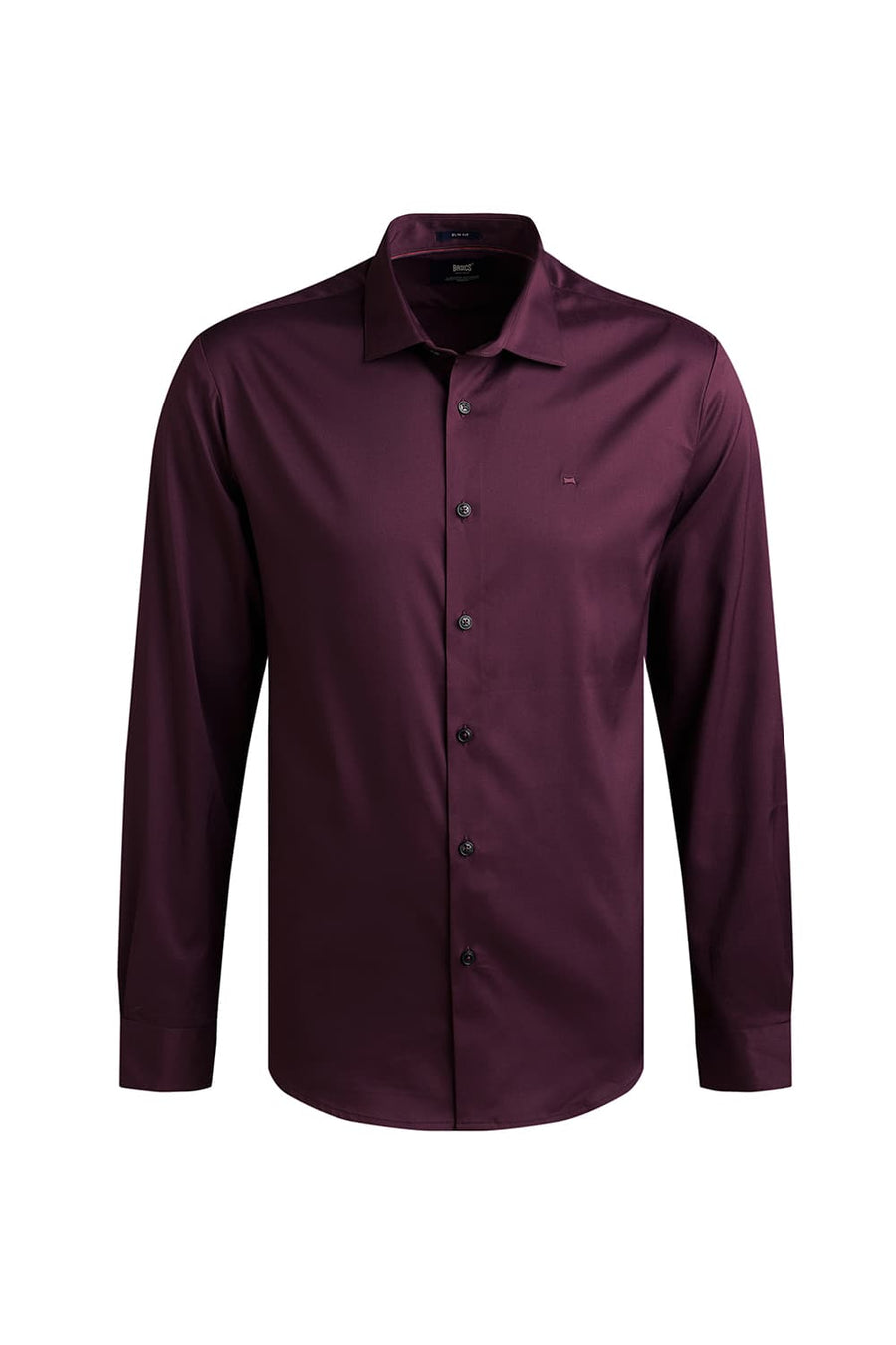 BASICS SLIM FIT FIG WINE POLYESTER STRETCH TWILL SHIRT