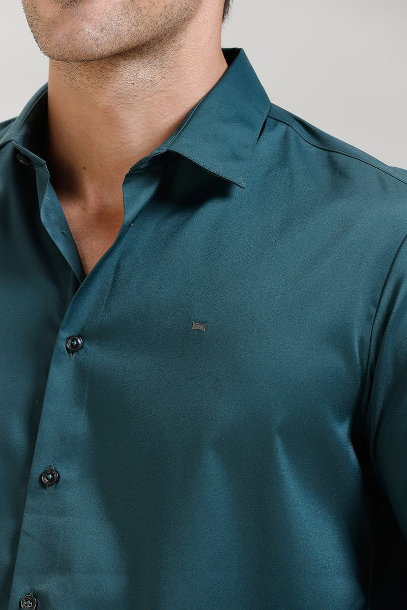 SLIM FIT POLYESTER STRETCH TWILL SHIRT