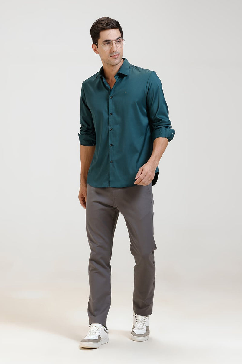 SLIM FIT POLYESTER STRETCH TWILL SHIRT
