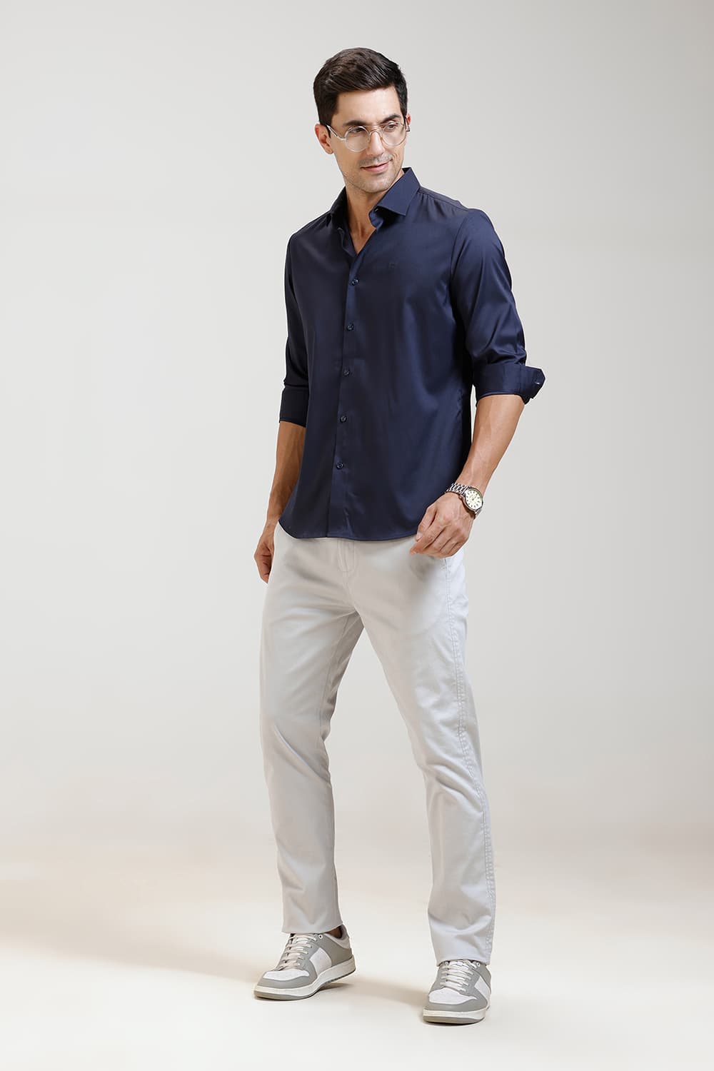 SLIM FIT POLYESTER STRETCH TWILL SHIRT
