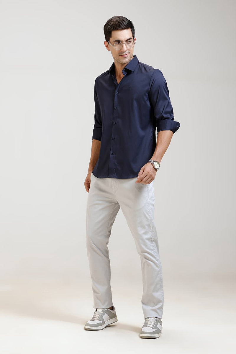 SLIM FIT POLYESTER STRETCH TWILL SHIRT