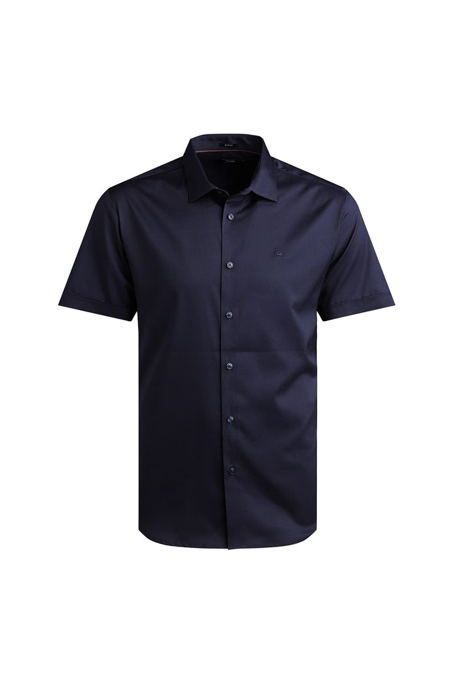 BASICS SLIM FIT NAVY IRIS POLYESTER STRETCH TWILL HALFSLEEVES SHIRT