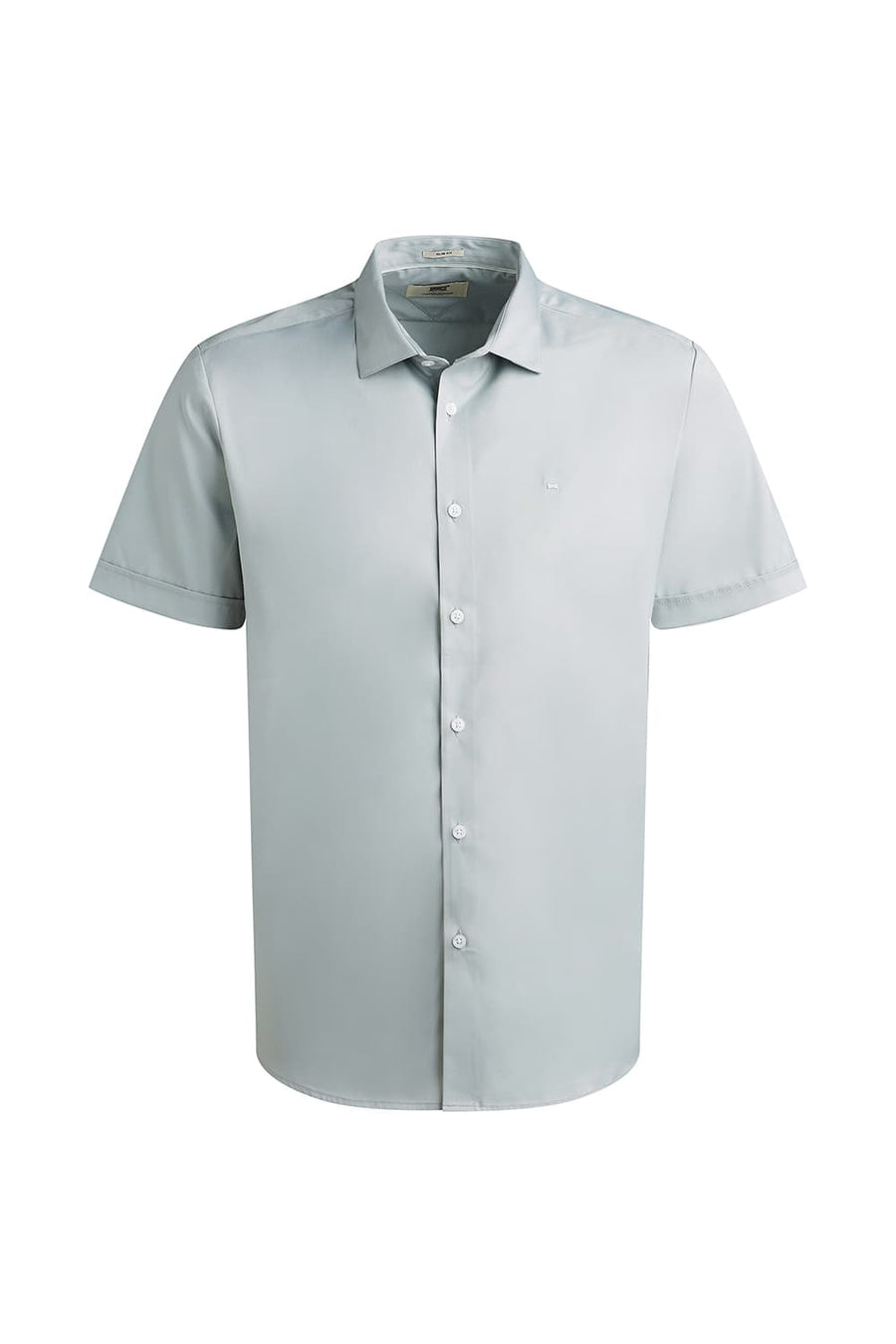 BASICS SLIM FIT MIRAGE GREY POLYESTER STRETCH TWILL HALFSLEEVES SHIRT