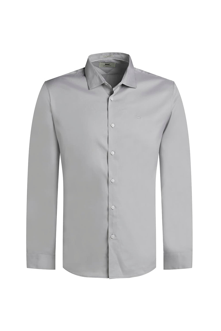 BASICS SLIM FIT MIRAGE GREY POLYESTER STRETCH TWILL SHIRT