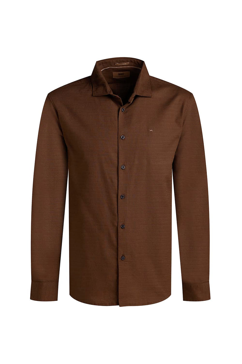 SLIM FIT COTTON DOBBY WEFT STRIPE SHIRT