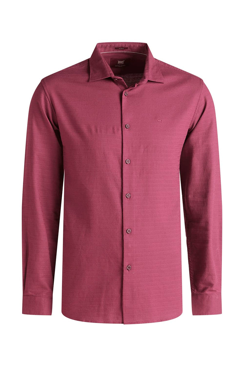 SLIM FIT COTTON DOBBY WEFT STRIPE SHIRT