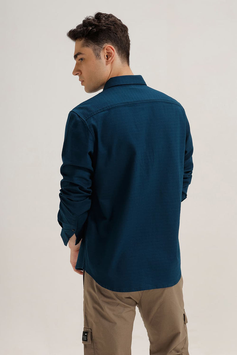 SLIM FIT COTTON DOBBY WEFT STRIPE SHIRT