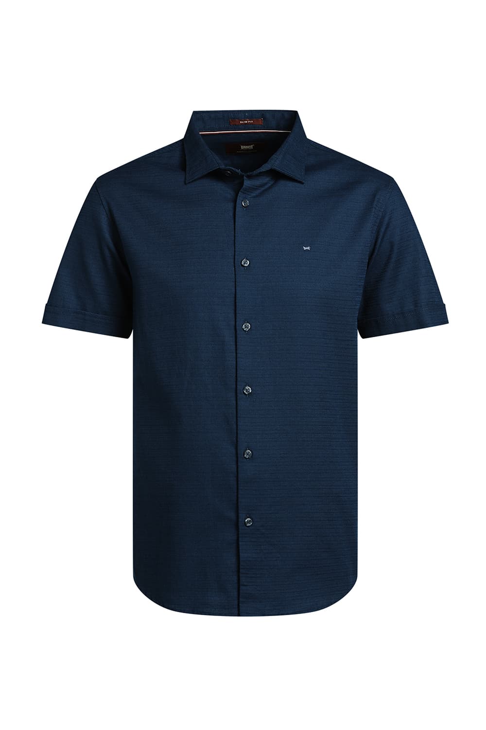 SLIM FIT COTTON DOBBY WEFT STRIPE HALFSLEEVES SHIRT