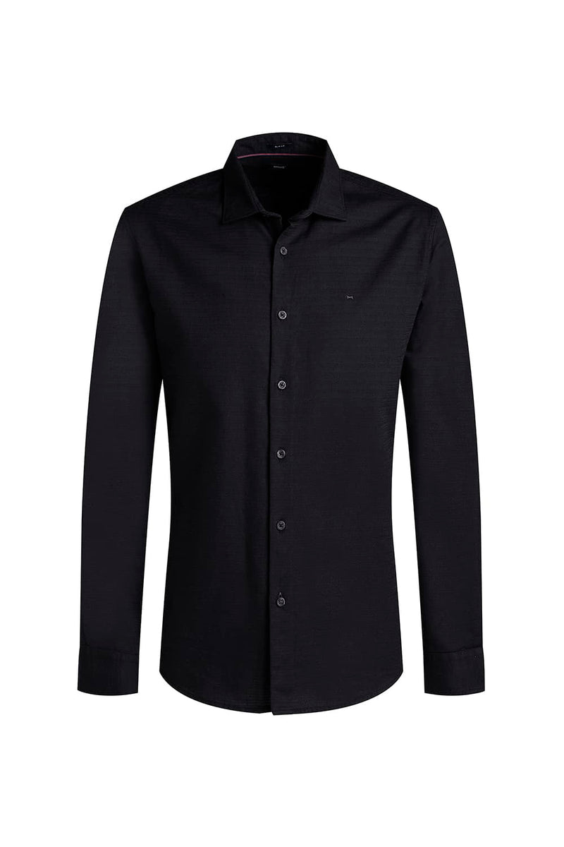 SLIM FIT COTTON DOBBY WEFT STRIPE SHIRT