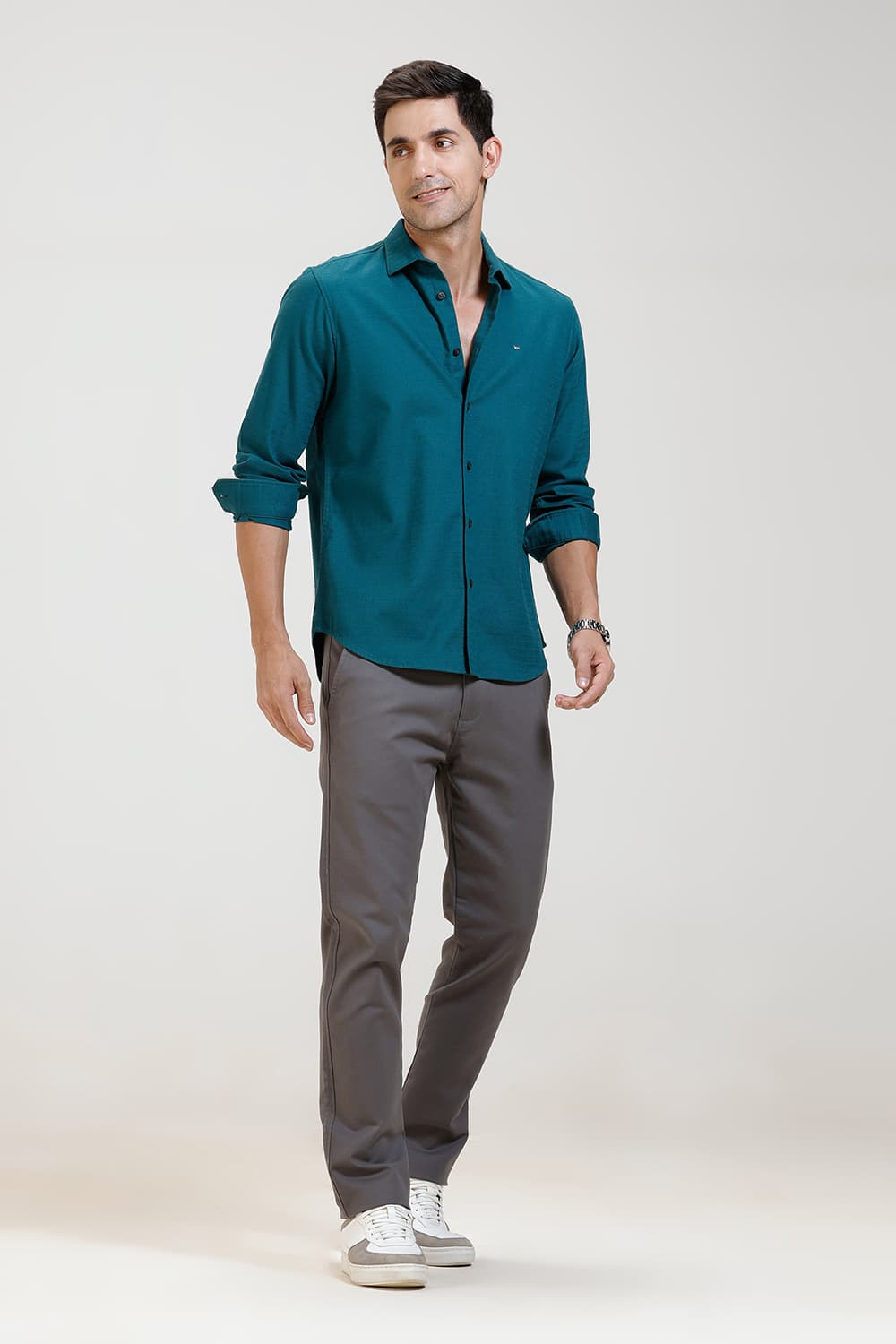 SLIM FIT COTTON DOBBY WEFT STRIPE SHIRT