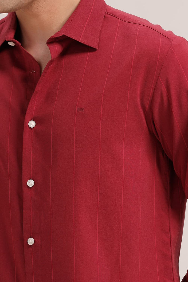SLIM FIT VISCOSE POLYESTER STRETCH STRIPE SHIRT