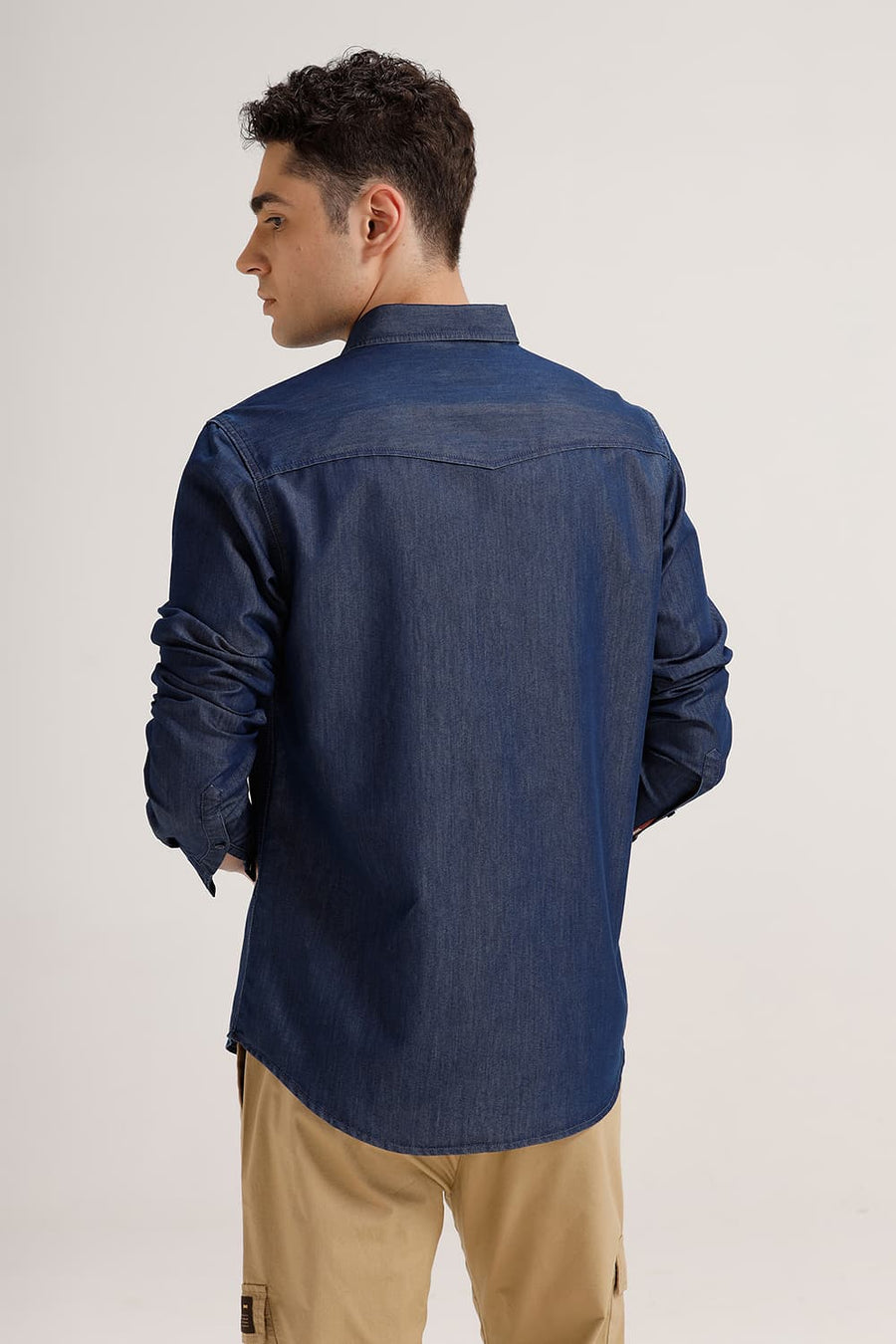 BASICS SLIM FIT SEA BLUE INDIGO SHIRT