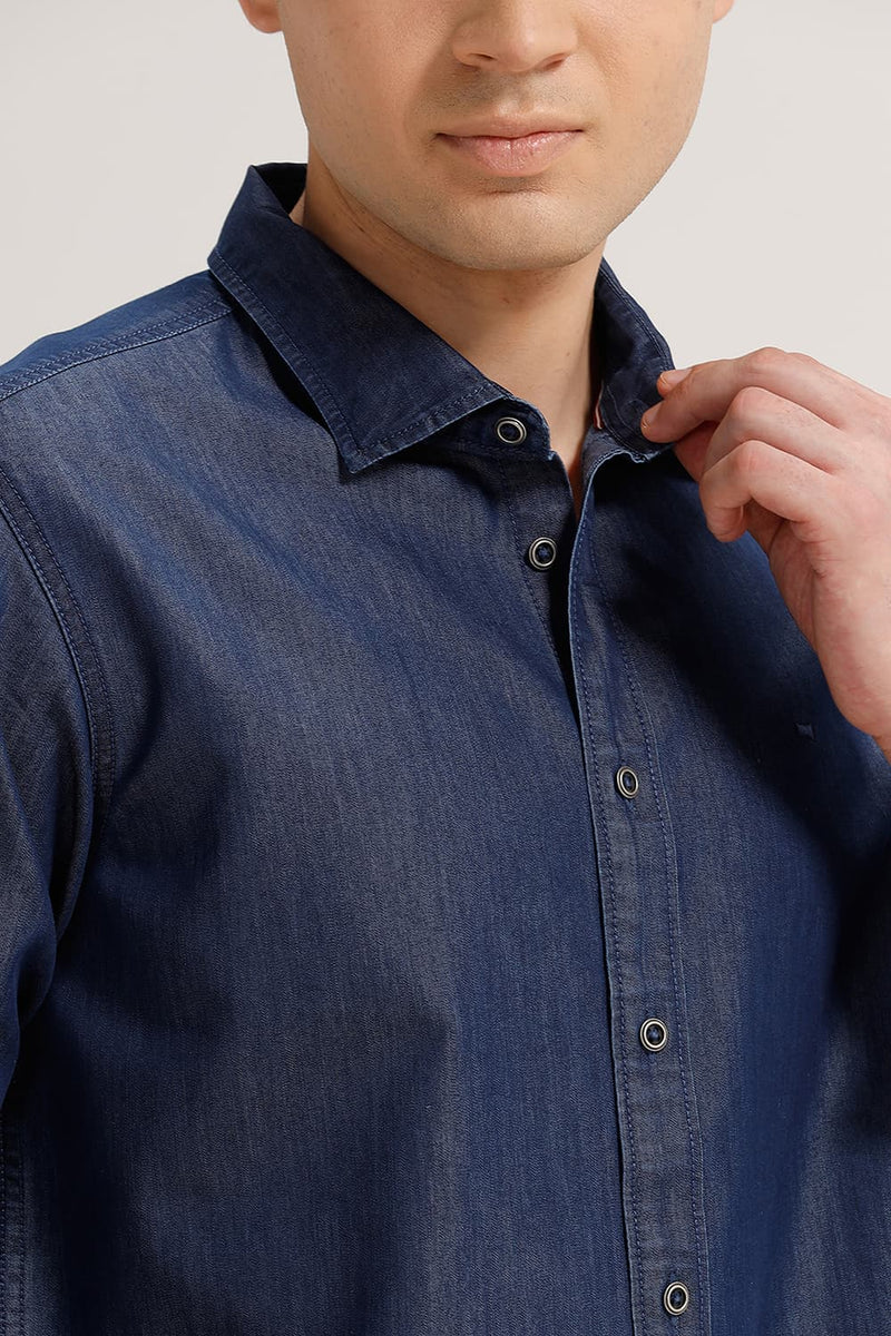 SLIM FIT INDIGO SHIRT