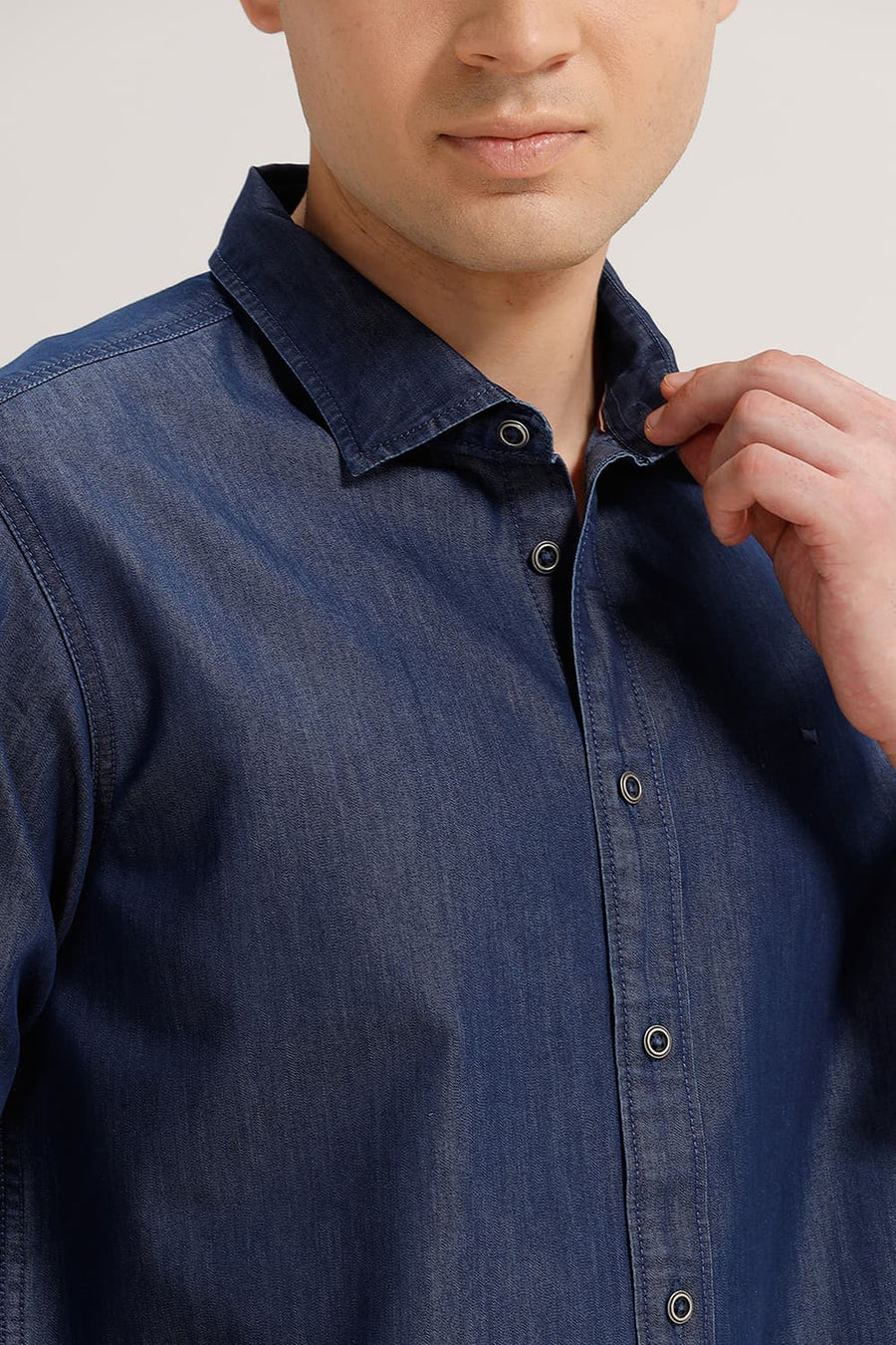 BASICS SLIM FIT SEA BLUE INDIGO SHIRT