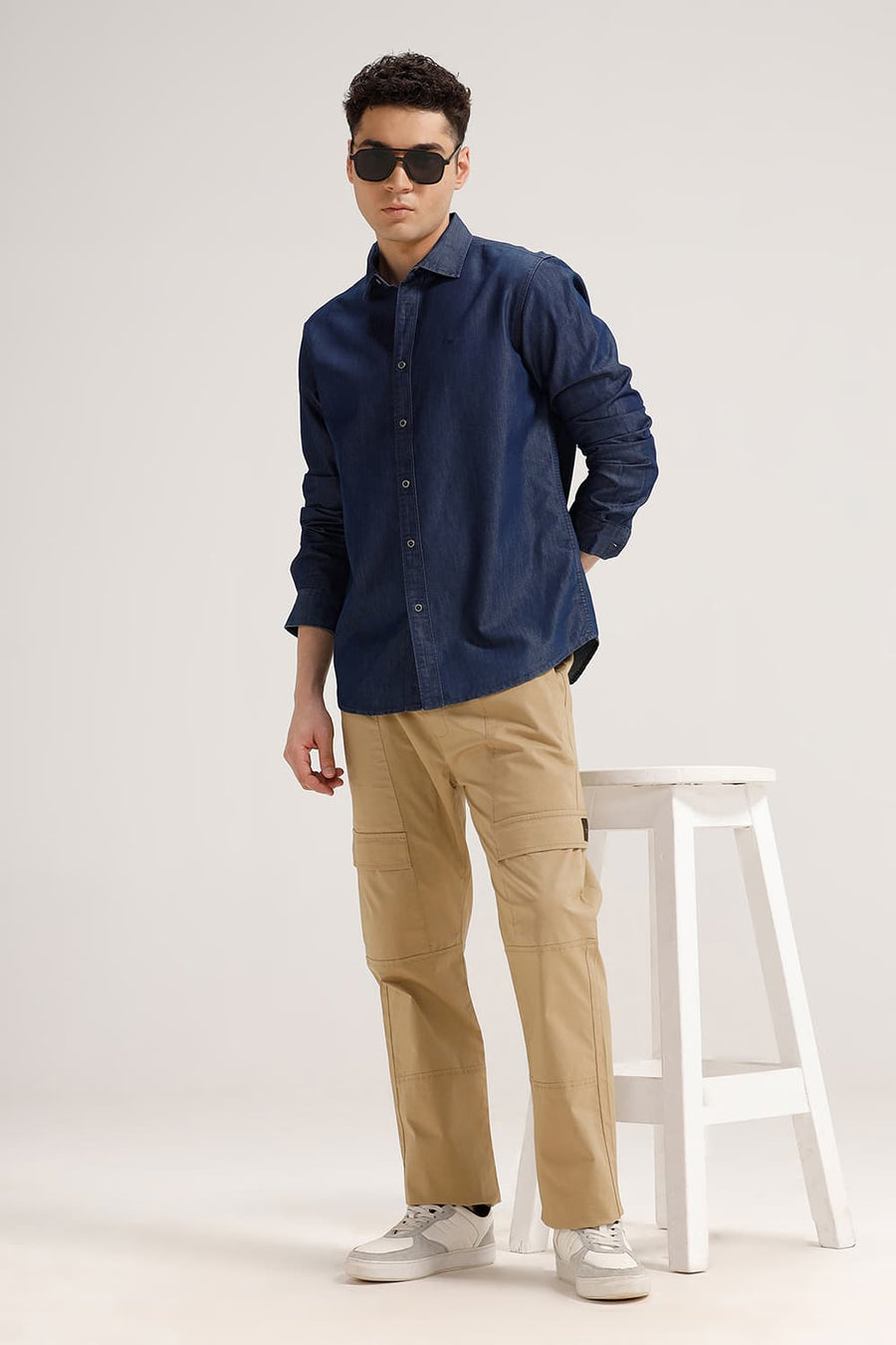 BASICS SLIM FIT SEA BLUE INDIGO SHIRT