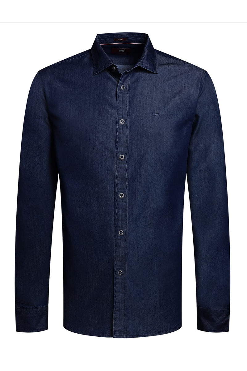 SLIM FIT INDIGO SHIRT