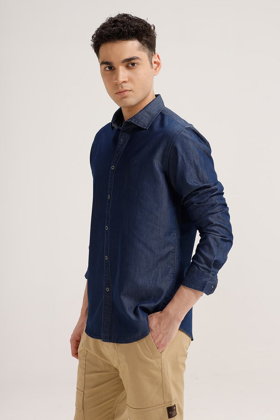 BASICS SLIM FIT SEA BLUE INDIGO SHIRT