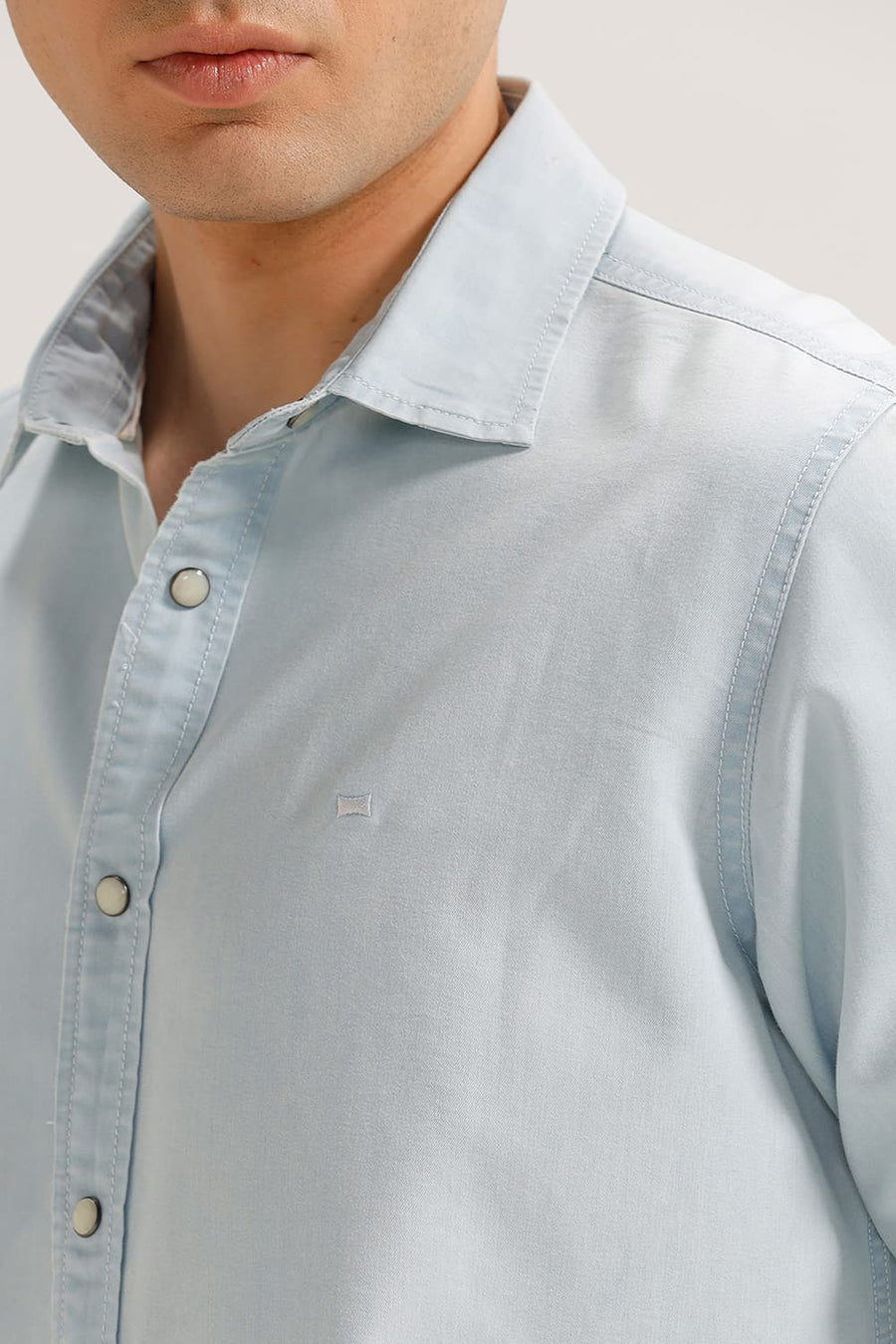 BASICS SLIM FIT STARLIGHT BLUE INDIGO SHIRT