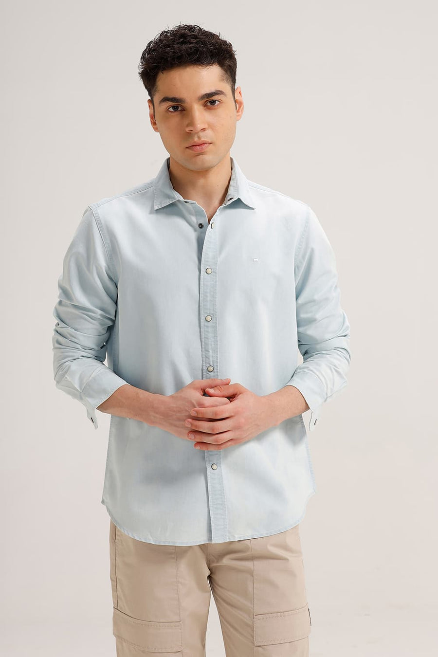 BASICS SLIM FIT STARLIGHT BLUE INDIGO SHIRT