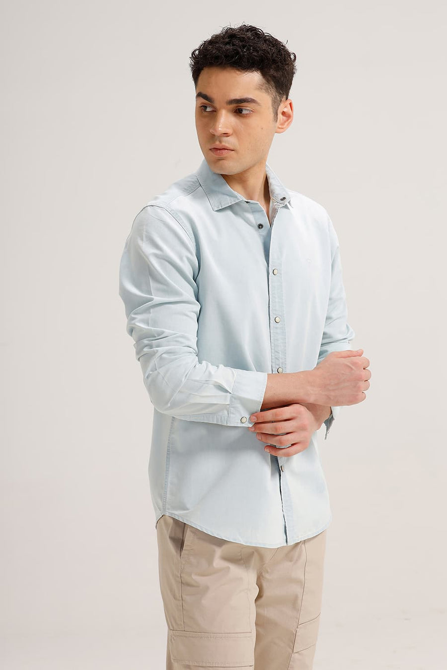 BASICS SLIM FIT STARLIGHT BLUE INDIGO SHIRT