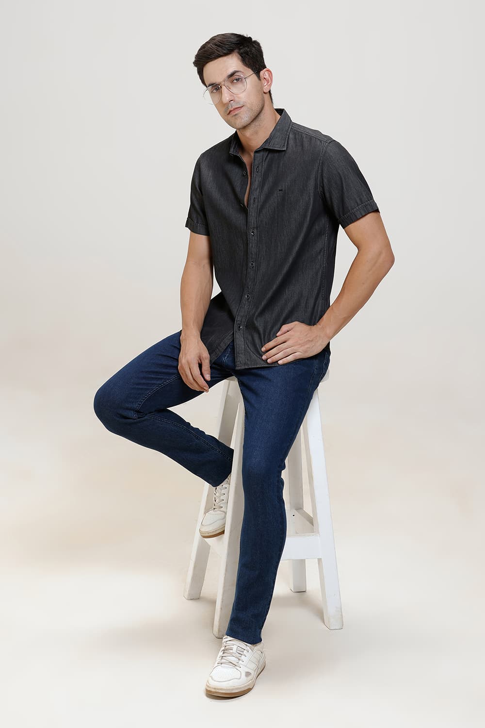 SLIM FIT COTTON SULPHUR HALFSLEEVES SHIRT
