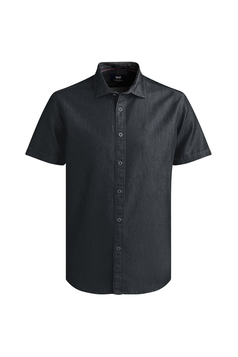 BASICS SLIM FIT BRISTOL BLACK COTTON SULPHUR HALFSLEEVES SHIRT