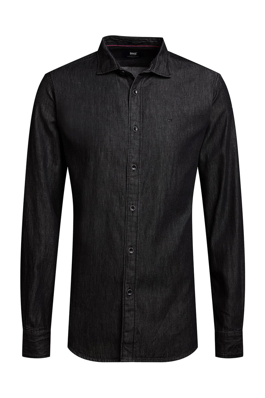 BASICS SLIM FIT BRISTOL BLACK COTTON SULPHUR SHIRT