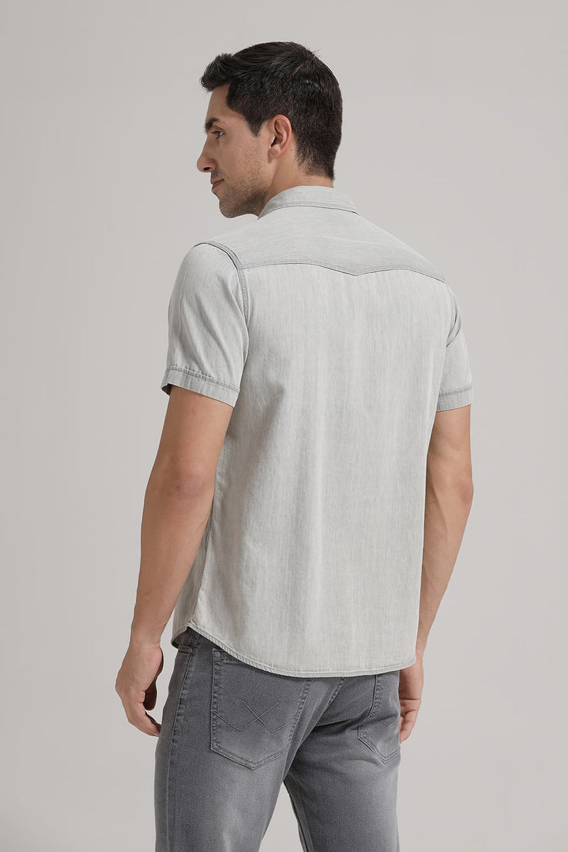 SLIM FIT COTTON SULPHUR HALFSLEEVES SHIRT