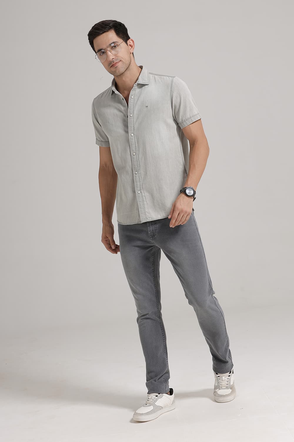 SLIM FIT COTTON SULPHUR HALFSLEEVES SHIRT