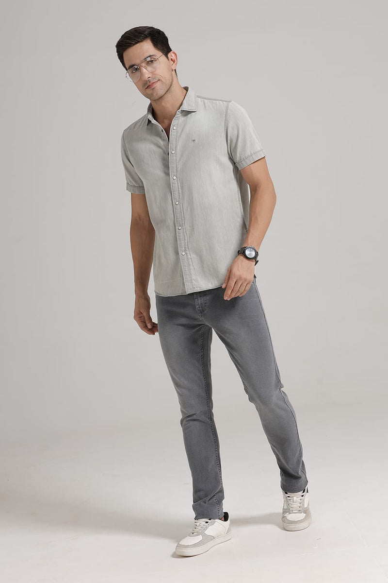 SLIM FIT COTTON SULPHUR HALFSLEEVES SHIRT