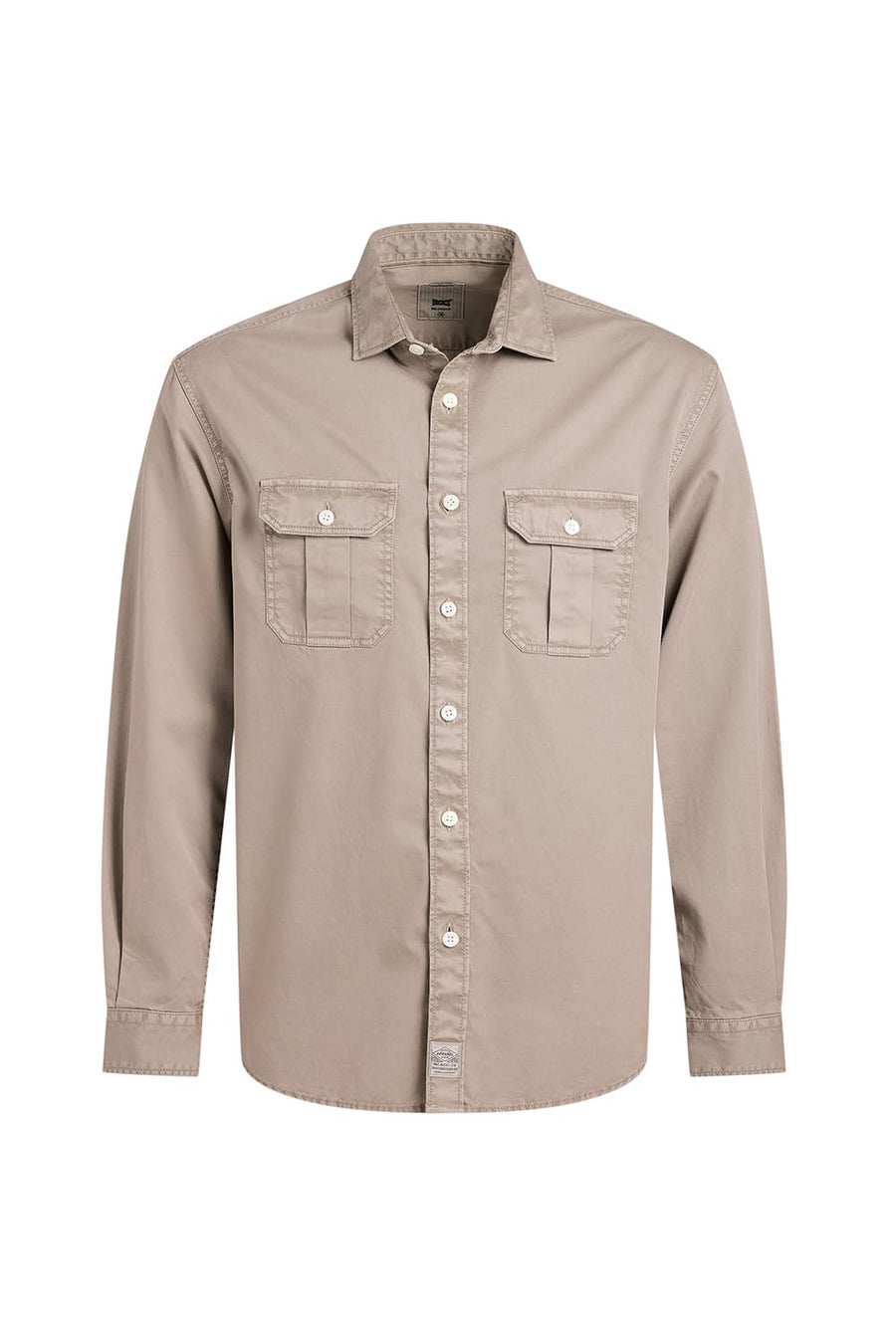 BASICS RELAXED FIT TOASTED BROWN COTTON TWILL SHIRT