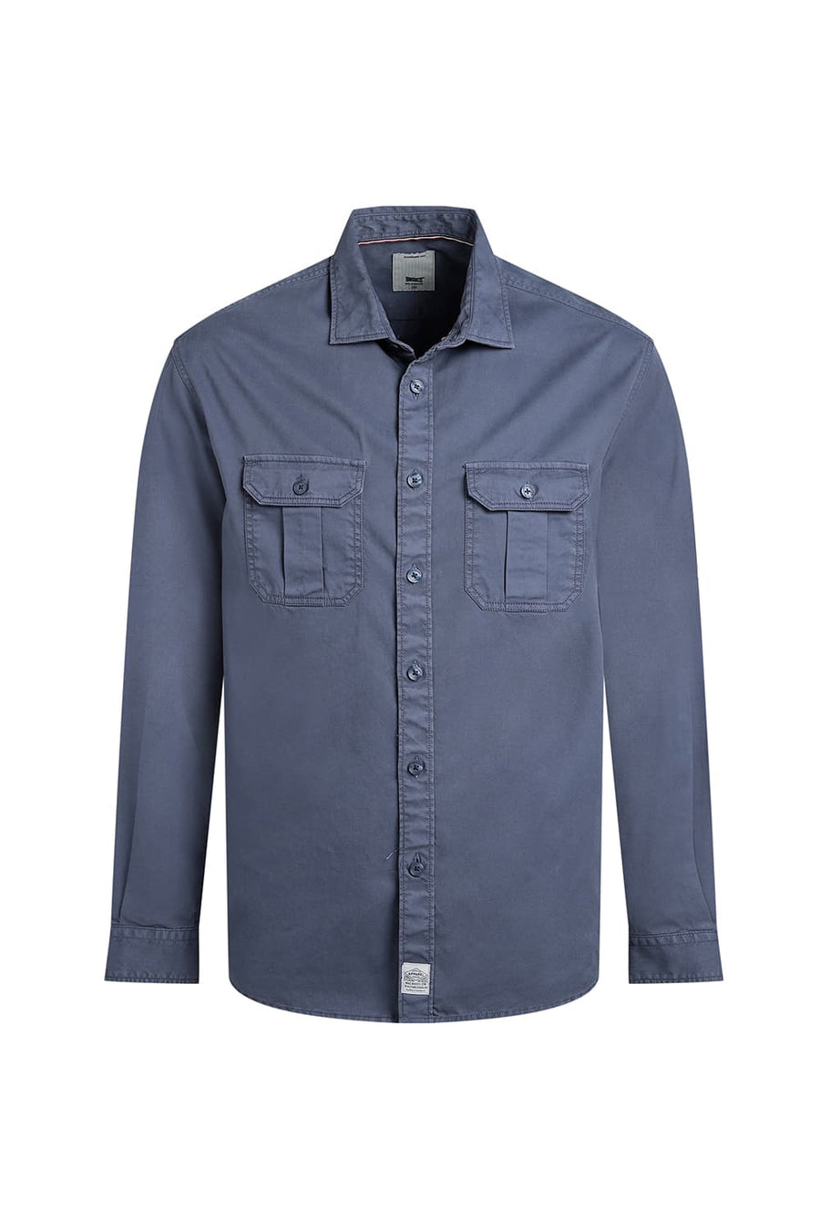 BASICS RELAXED FIT NAVY ASHES COTTON TWILL SHIRT
