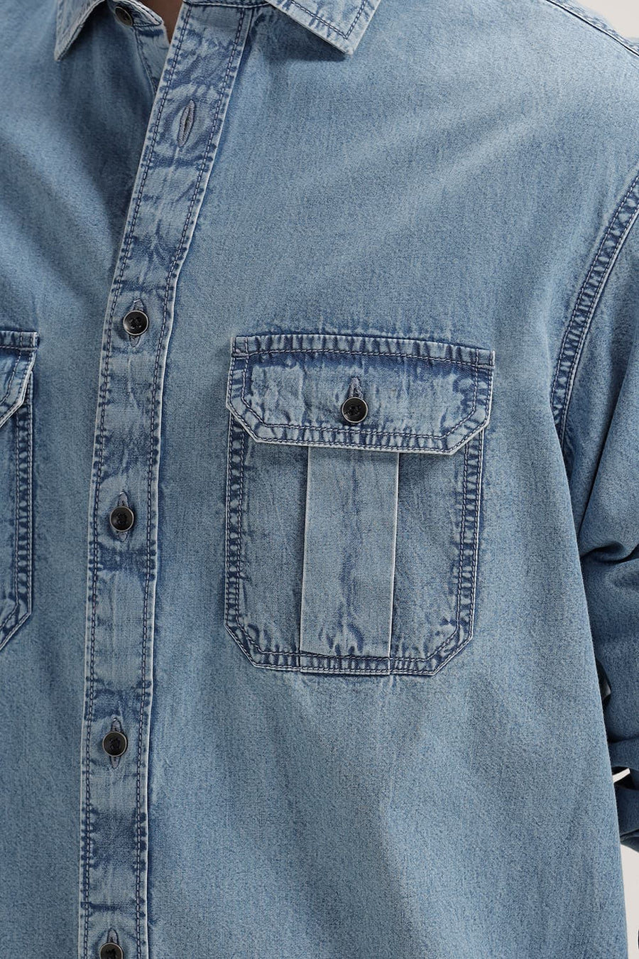 BASICS RELAXED FIT BLUE JASPER INDIGO SHIRT