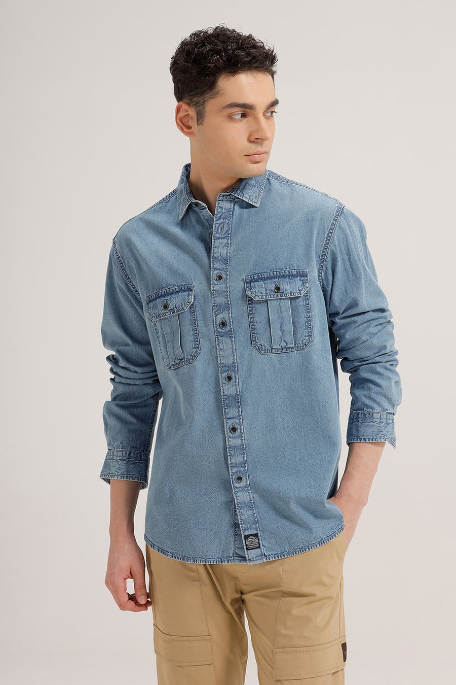 BASICS RELAXED FIT BLUE JASPER INDIGO SHIRT