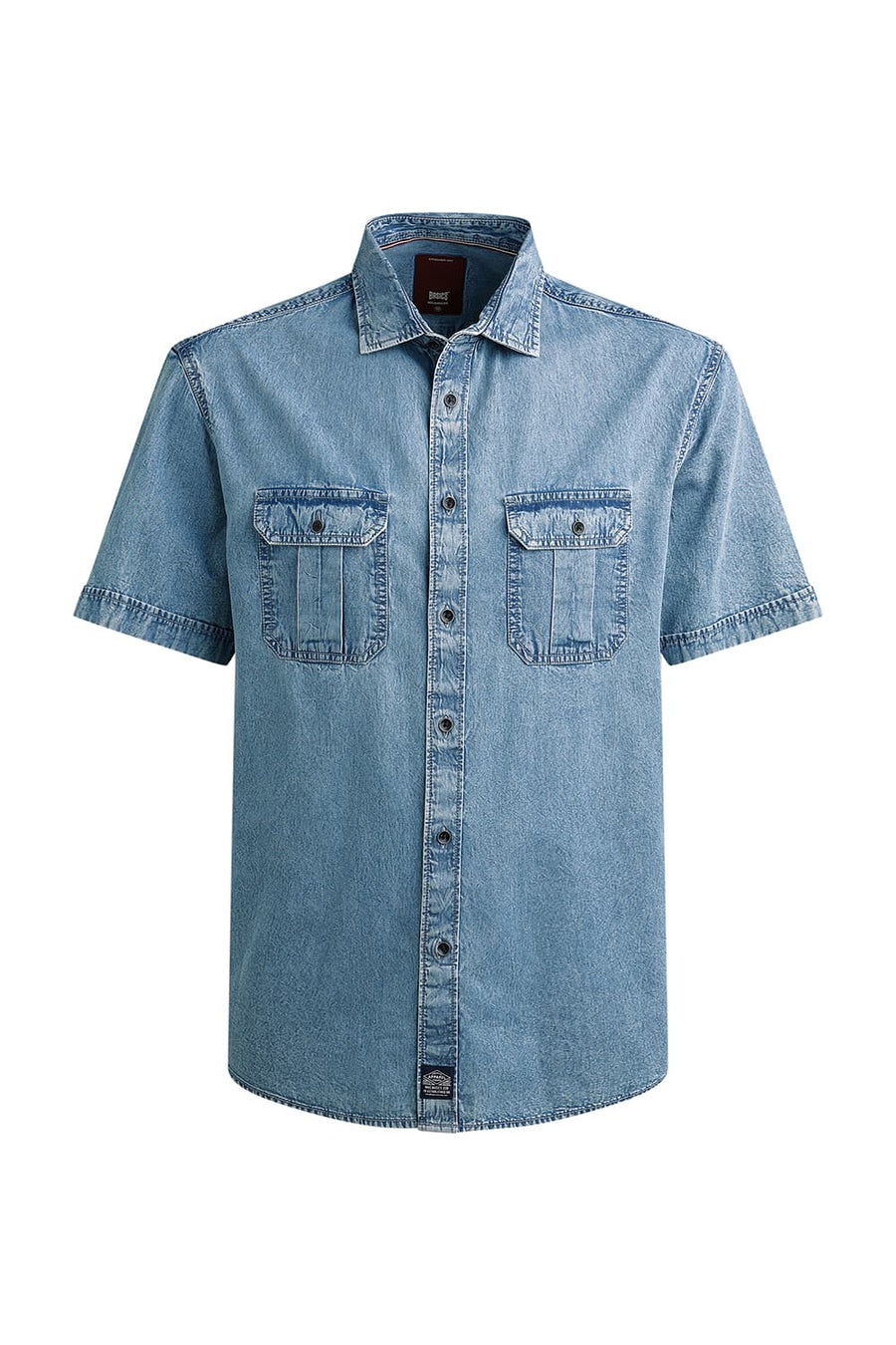 BASICS RELAXED FIT BLUE JASPER INDIGO HALFSLEEVES SHIRT