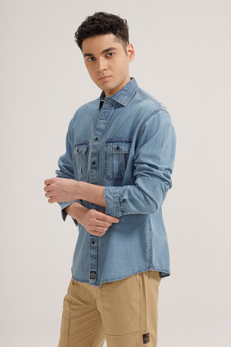 BASICS RELAXED FIT BLUE JASPER INDIGO SHIRT