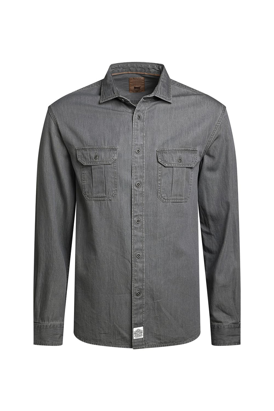 BASICS RELAXED FIT PROFILE GREY COTTON SULPHUR SHIRT