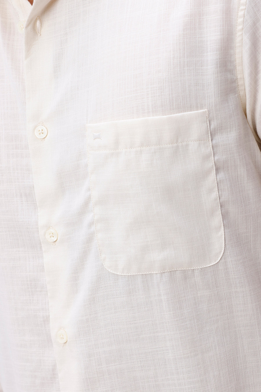 BASICS SLIM FIT VANILLA CREAM COTTON SLUB TWILL SHIRT