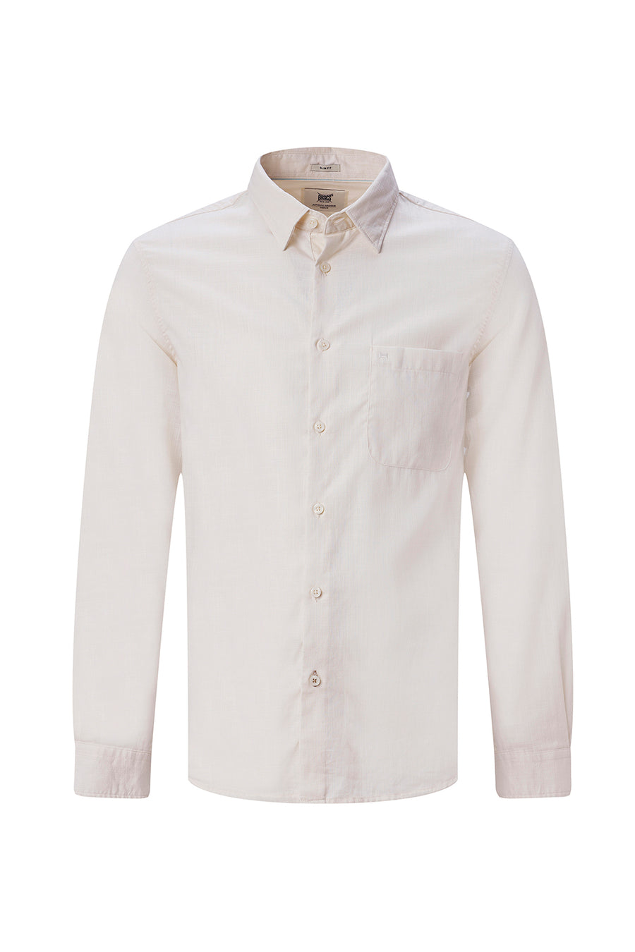 BASICS SLIM FIT VANILLA CREAM COTTON SLUB TWILL SHIRT