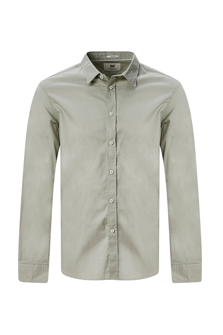 BASICS SLIM FIT GREEN COTTON OXFORD SHIRT