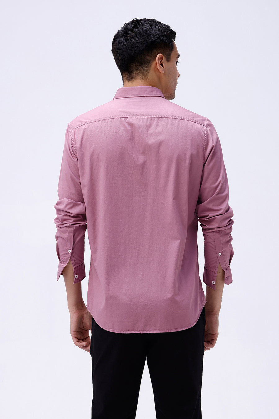 BASICS SLIM FIT GRAPE PINK COTTON TWILL SHIRT